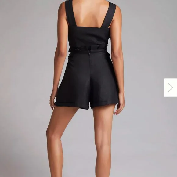 Anthropologie Linen Black High-Waist Tailored Shorts - Picture 2 of 8